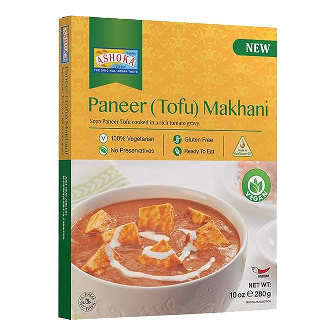 Ashoka Meals 1932, Tofu Curry, Plant-Based Gluten Free Meals, All-Natural, Ready to Heat Paneer
