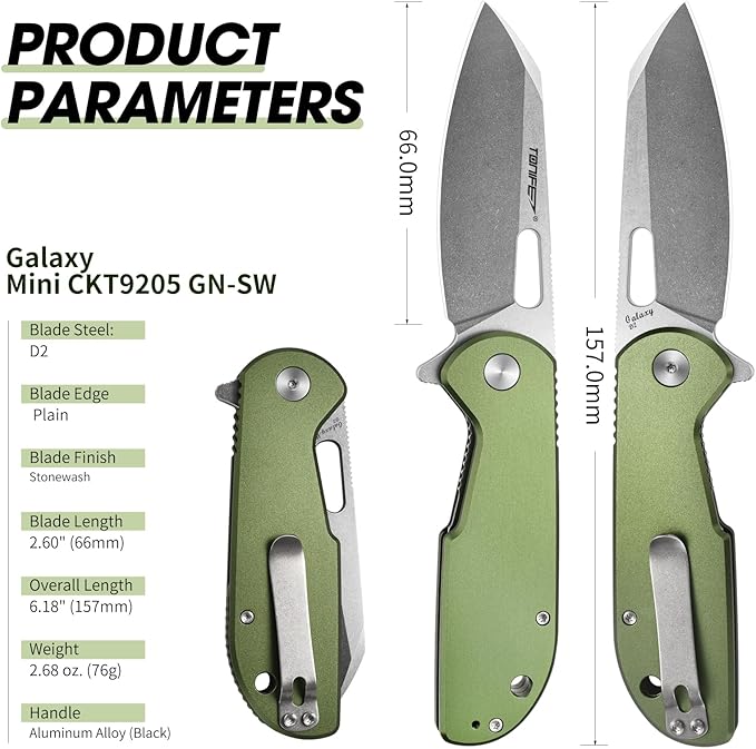 TONIFE Galaxy Mini Folding Knife with D2 Steel Blade and Aluminum Handle, EDC Pocket Tool for