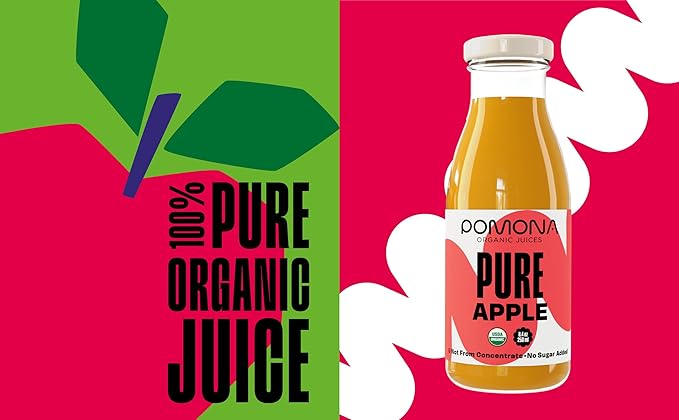 Pomona Organic Apple Juice (Pack of 12), Cold Pressed USDA Organic Juices, Apples And Lemon Juice