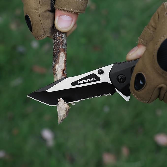 MOSSY OAK Folding Pocket Knife with Aluminium Alloy & G10 Handle, 4.75" Tactical Knife with