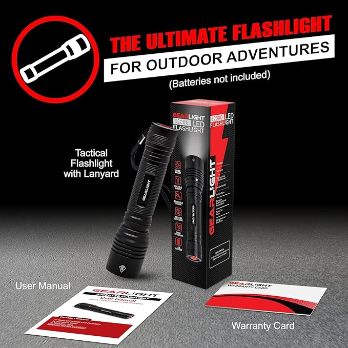 GearLight S2000 LED Flashlight High Lumens - Super Bright, Powerful, Mid-Size Tactical Flashlight
