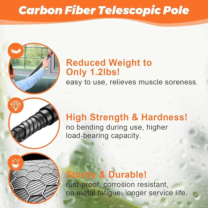 Carbon Fiber Christmas Light Hanging Pole 3.5-12FT, Telescopicing Light Hanging Pole with Utility