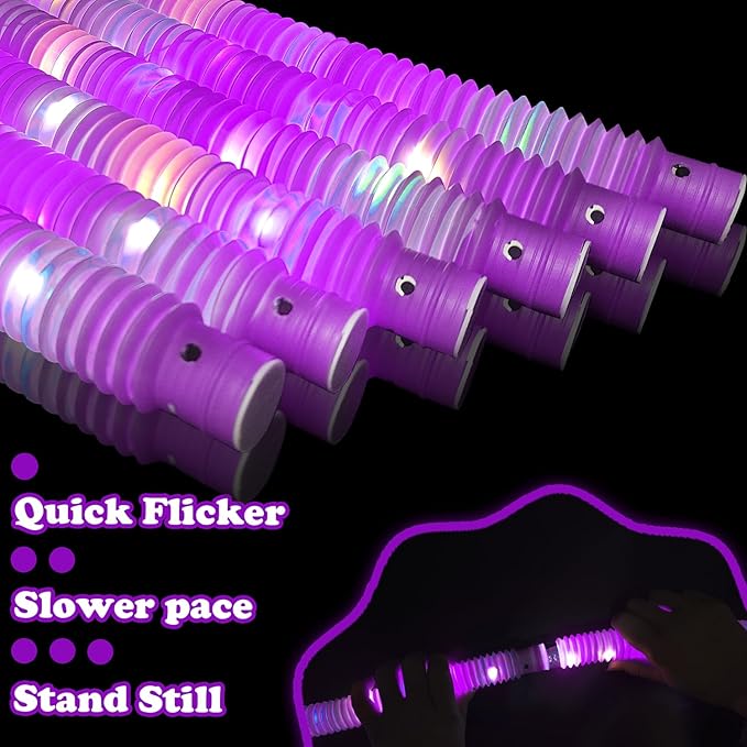 Glow Party Favors Supplies for Kids, 12 PCS Purple Light Up Glow Sticks Necklaces Bracelets