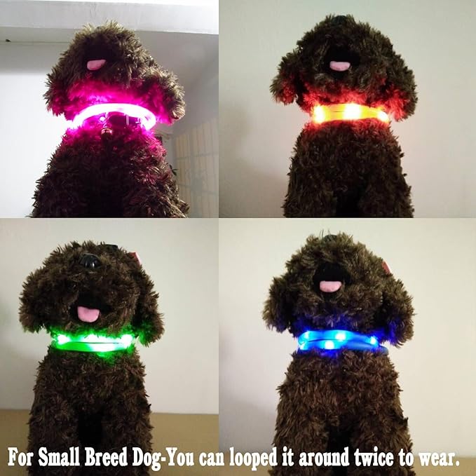 2 Pack Light Up Dog Collars with 1640 Feet of Visibility - Brightest Glow Dog Collar Light