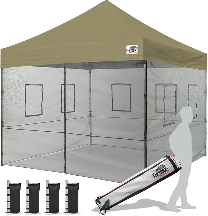 Eurmax USA 10'x10' Pop-up Canopy Tent Commercial Instant Canopies with 4 Removable Zipper End Food