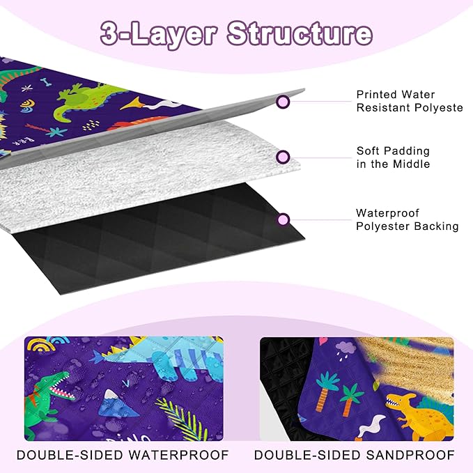 Extra Large Picnic Blanket Waterproof,80"x 80"Foldable Machine Washable Beach Blankets,Outdoor