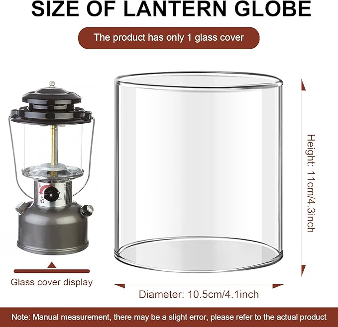 Glass Globe for Dual Fuel Lanterns Replacement - Compatible with Coleman Model 288 Series Propane