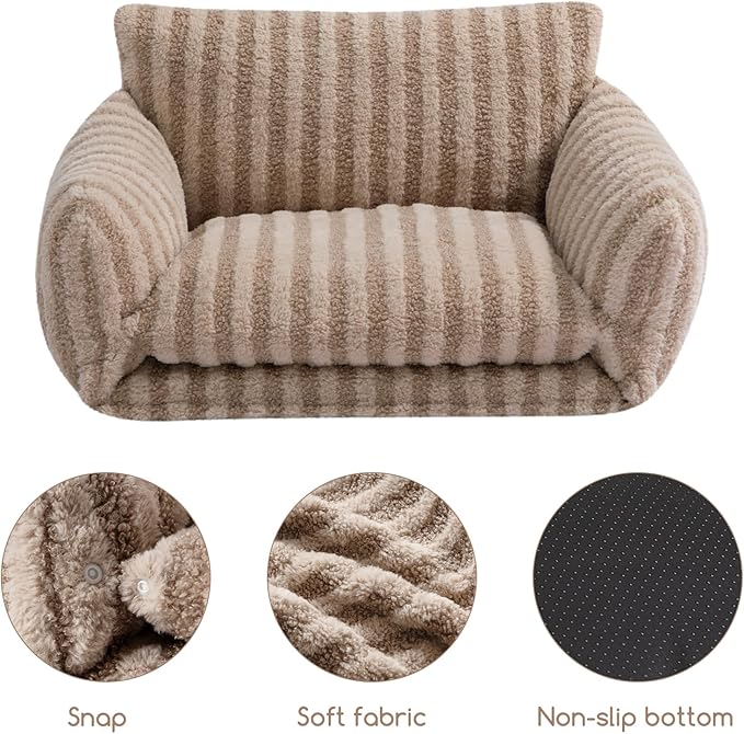 Hollypet Cat Bed Fluffy Plush Mutifuctional Double-Layer Soft Pet Couch Orthopedic Sofa Nest Beds
