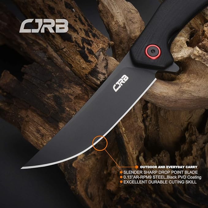CJRB Tactical Knife, Small Folding Pocket Knife with AR-RPM9 Steel Blade and G10 Handle for Men