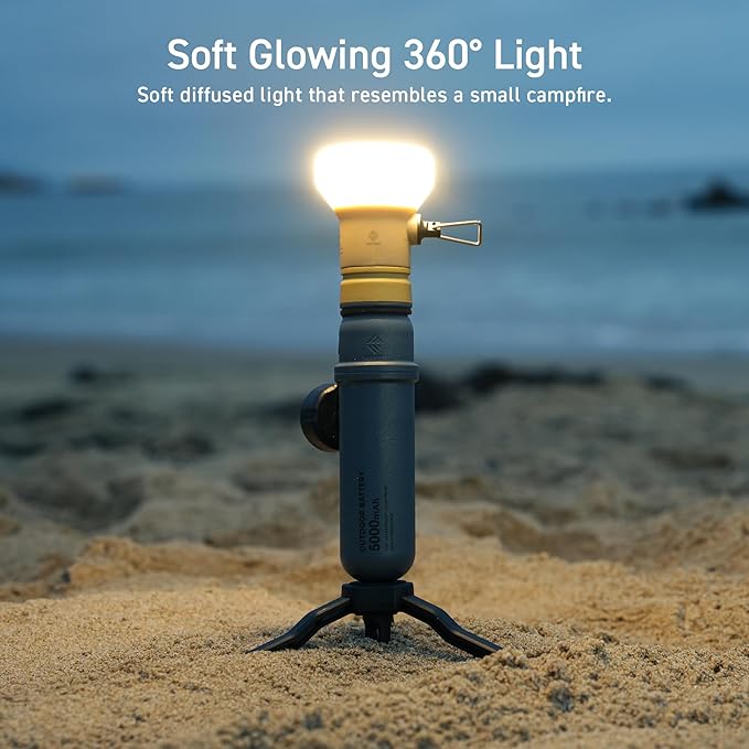 NESTOUT Rugged Outdoor Camping LED Lantern w/ Mini Tripod, Dimmable USB Powered Soft LED Light