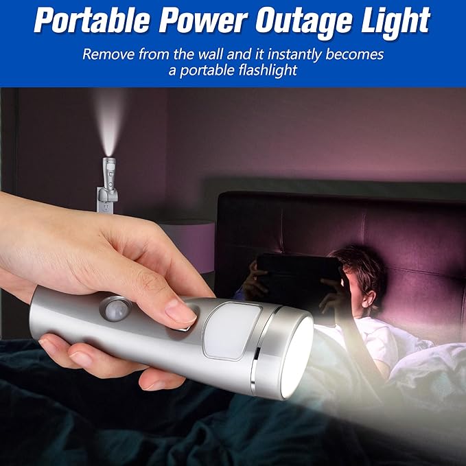 Enhon 2 Pack 4 in 1 LED Emergency Lights for Home Power Failure, Rechargeable Plug in Flashlight