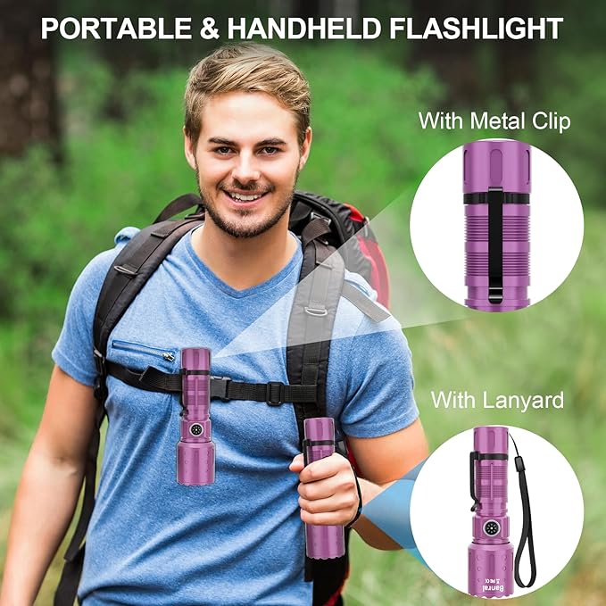 Flashlights High Lumens Rechargeable, Super Bright Long Range Small Powerful Flashlight, 6 Modes
