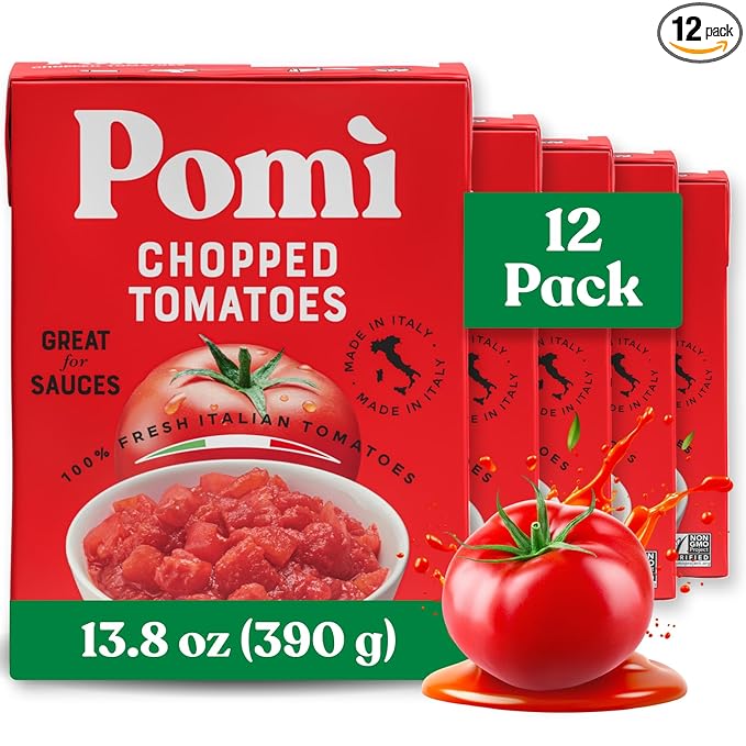 Pomì Chopped Tomatoes 13.8oz (Pack of 12) - Italian Chopped Tomato Made from All Natural 100% Fresh