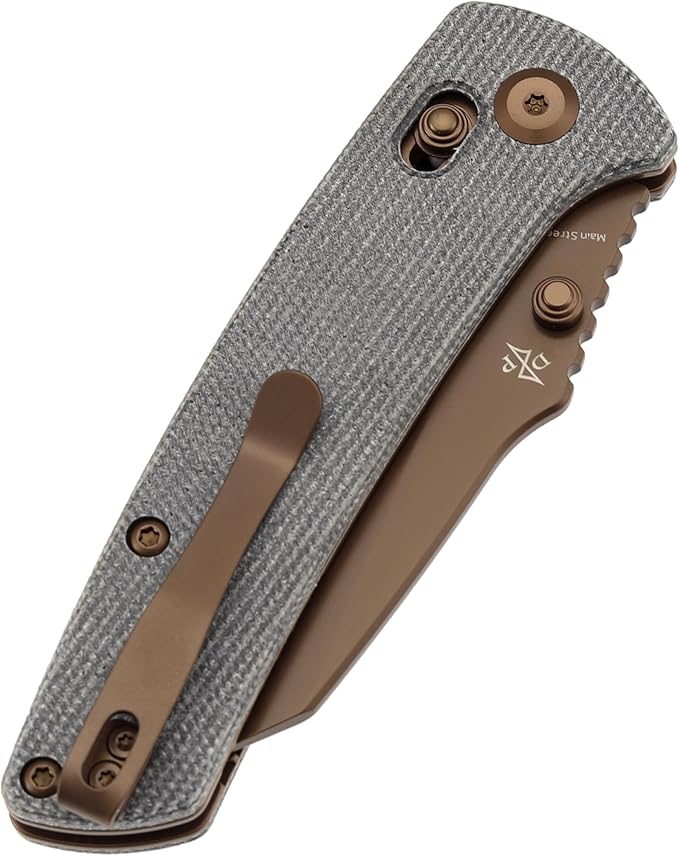 KANSEPT Main Street Pocket Folding Knife, 3.36''Rose Gold Coated 154CM Sharp Blade, Black Micarta