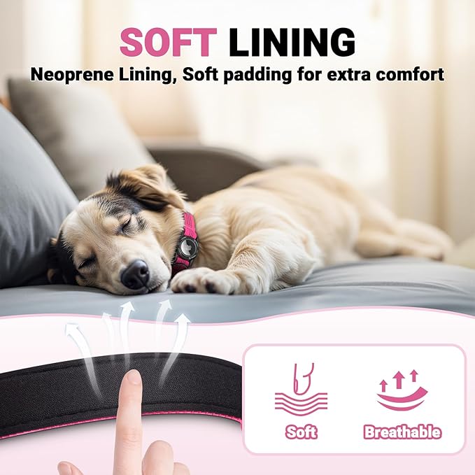 AirTag Dog Collar and Leash, IP68 Waterproof Integrated with Reflective, Ultra-Durable, Comfortable