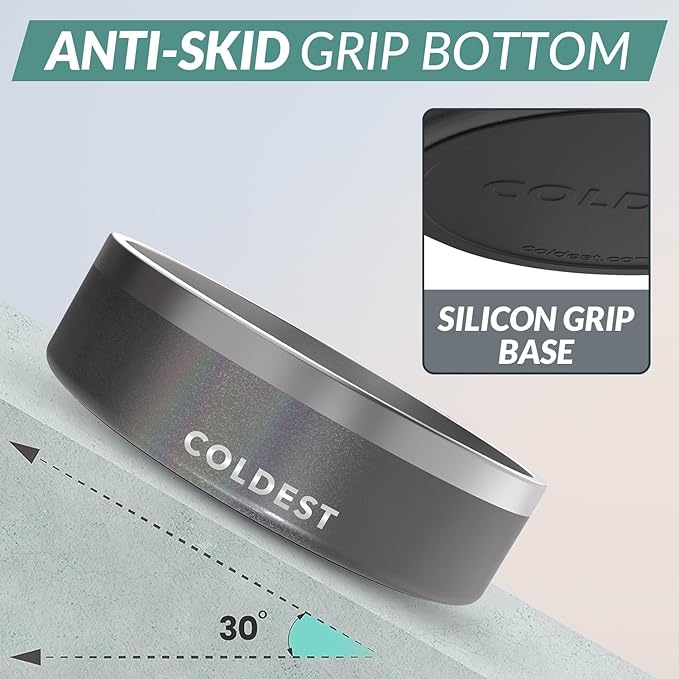 Coldest Dog Bowl - Anti Rust Metal, Non Slip, 3 Layers Insulated Stainless Steel Dog Bowls - Spill