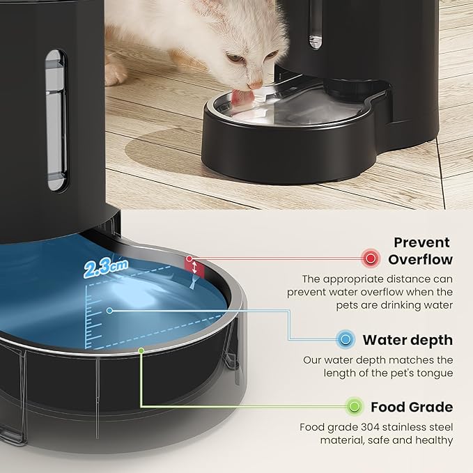 CZPET Automatic 4L Filter Dog and Cat Water Dispenser with Stainless Steel Bowl Gravity