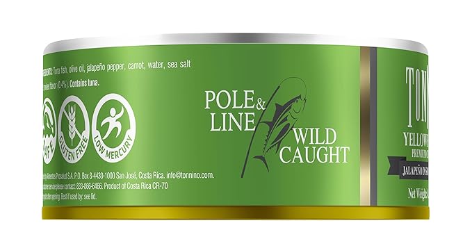 Tonnino Tuna Fish Yellowfin Pole&Line ??Premium chuncks with Jalapeno in Smoked Oilve Oil ??Pack of