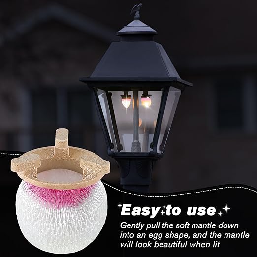 6 Pcs Gas Lamp Mantles with 179B Porcelain Attachment Ring, Soft Inverted Mantle, Lantern Mantles