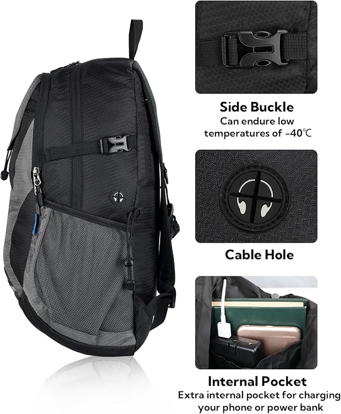 WATERFLY Lightweight Packable Hiking Backpack: 30L Foldable Travel Daypack Ultralight Camping Day