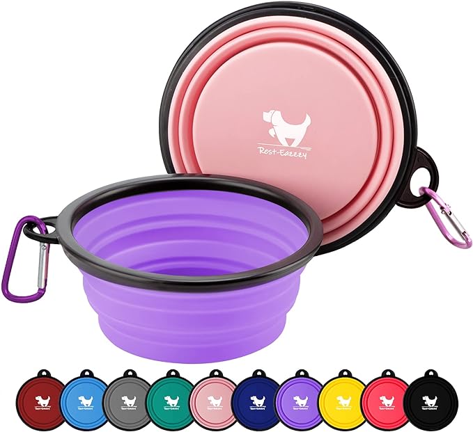 Rest-Eazzzy Large Collapsible Dog Bowls 1000 ml, 2-Pack Dog Portable Water Bowl for Dogs Cats Pet