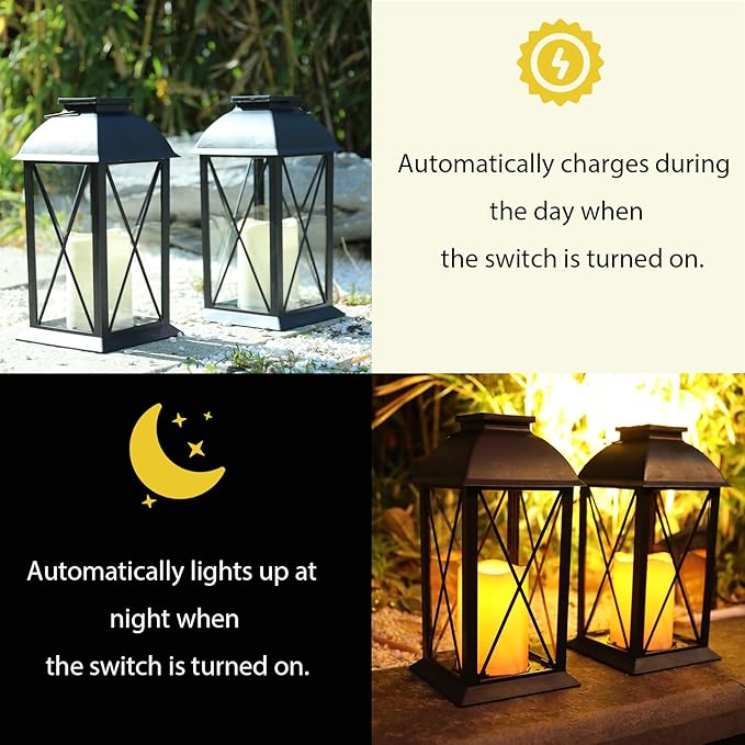 Afirst Solar Lantern Outdoor, 2 Pack Hanging Decorative Outdoor Lights Waterproof Umbrella Lights