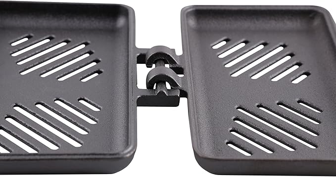 Coghlan's Pre-Seasoned Cast Iron Broiler with Removable Handles, Break-Apart Hinge – Ideal for