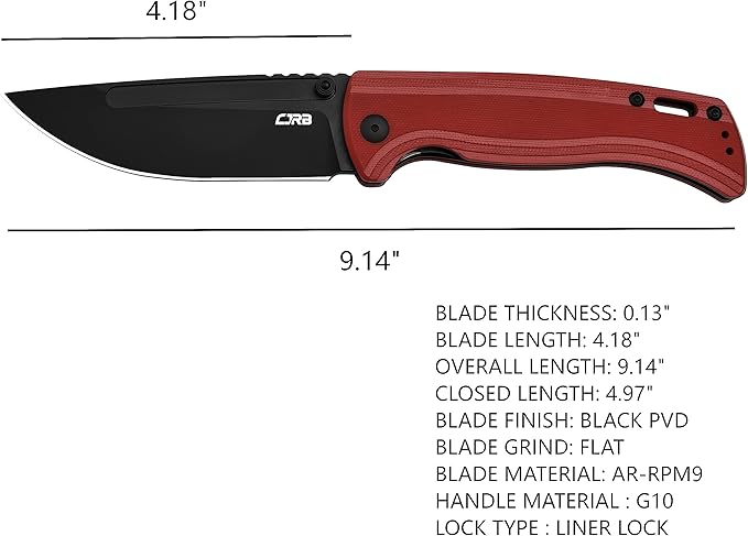 CJRB CUTLERY Pocket Knife Resource (J1932) Thumb Studs Folding Knife for Men Black PVD AR-RPM9