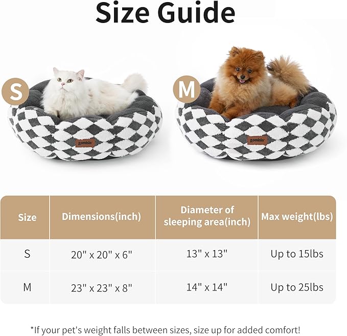 Cat Beds for Indoor Cats, Cute Donut Kitten Beds for Small Dog, Round Plush Bed for Puppy and Large