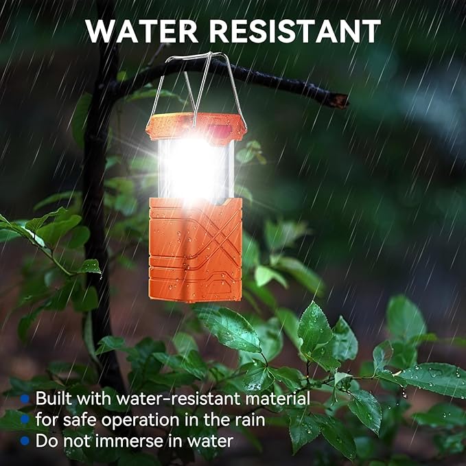 LETMY 4 Pack Camping Lantern, Rechargeable LED Lanterns, Solar Lantern Battery Powered Hurricane