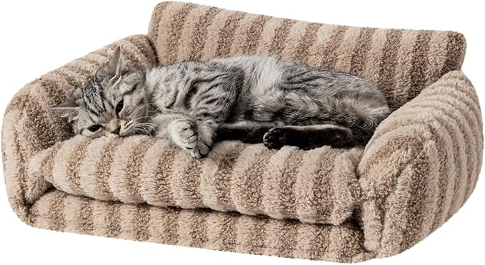 Hollypet Cat Bed Fluffy Plush Mutifuctional Double-Layer Soft Pet Couch Orthopedic Sofa Nest Beds
