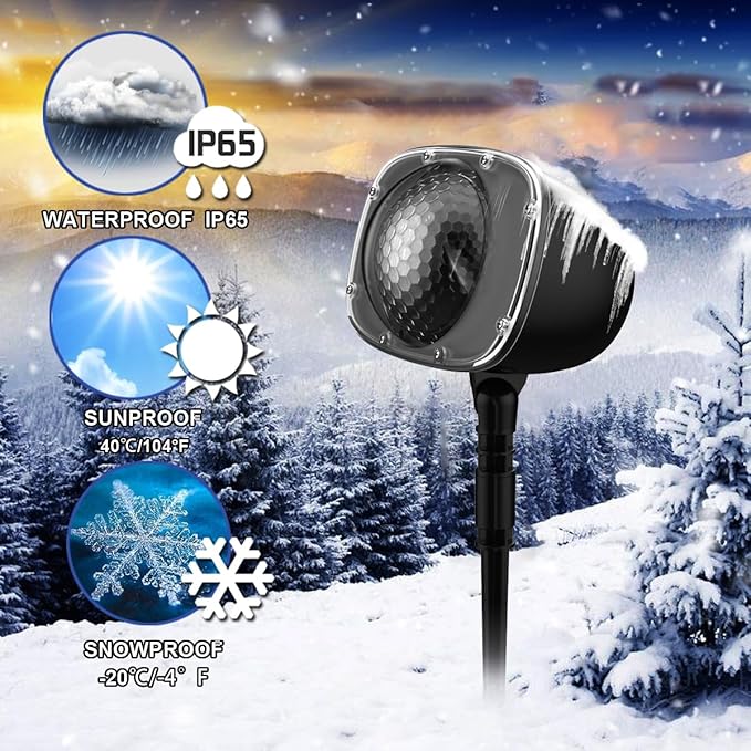 Christmas Snowfall Projector Lights,FLEVO Waterproof Snowfall LED Light Projector,Outdoor Indoor