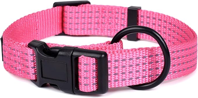 Mile High Life Dog Collar, Nylon Reflective Dog Collars w Pull D-Ring, Light Weight Adjustable