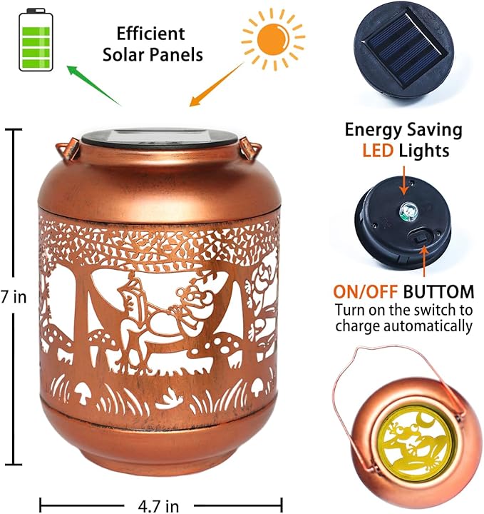 Frog Solar Lanterns Outdoor Waterproof,Hanging Solar Lights Frog Gifts for Women Men Metal LED
