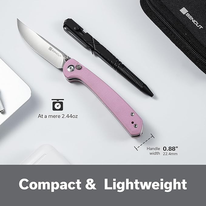 SENCUT Skelfin Pocket Knife for EDC, Folding Knife with 3.3'' Blade & G10 Handle, for Camping