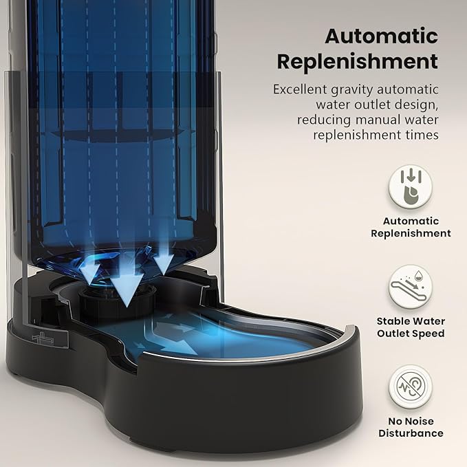 CZPET Automatic 7L Dog and Cat Water Dispenser with Stainless Steel Bowl Gravity Waterer,100%
