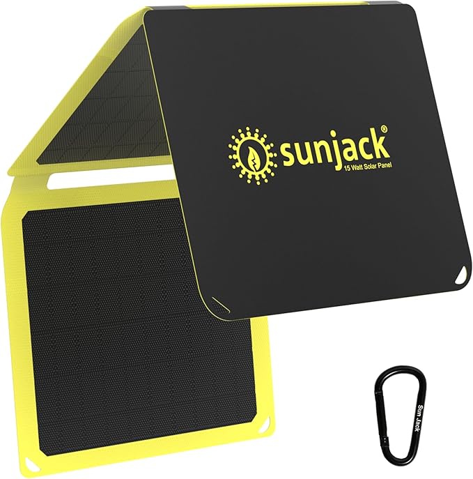 SunJack ??15 Watt Foldable Solar Panel, ETFE Monocrystalline Portable Solar Panel with USB-C and