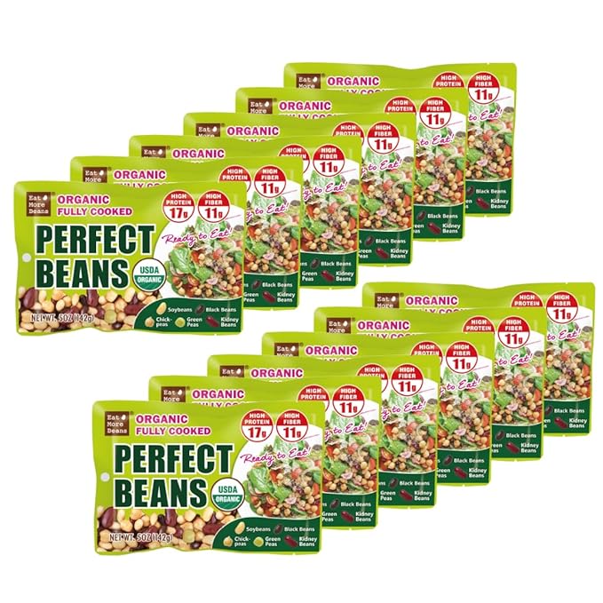 ?�Eat More Beans?‘Organic Fully Cooked Perfect Beans - Economy Pack, USDA Vegan Vegetarian Healthy