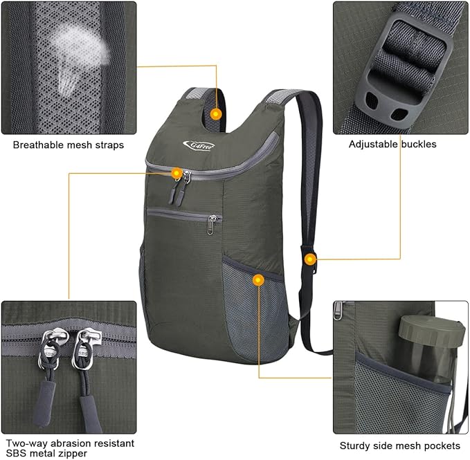 G4Free Lightweight Packable Hiking Backpack for Men Women Small Hiking Daypacks Foldable Shoulder
