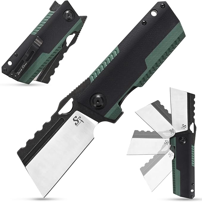 Sitivien ST155 Folding Knife,Sandvik 14C28N Steel Blade,G10 Handle EDC Tool Knife Pocket Knife for