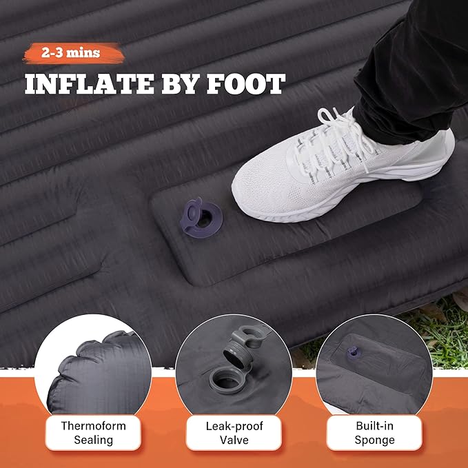 TOBTOS Double Sleeping Pad for Camping, Extra Thick 6" Camping Mattress 2 Person with Pillow