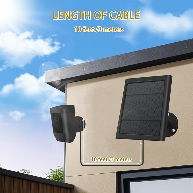 Solar Camera Outdoor Wireless for Ring Solar Panel 10FT/3M Cable for Ring