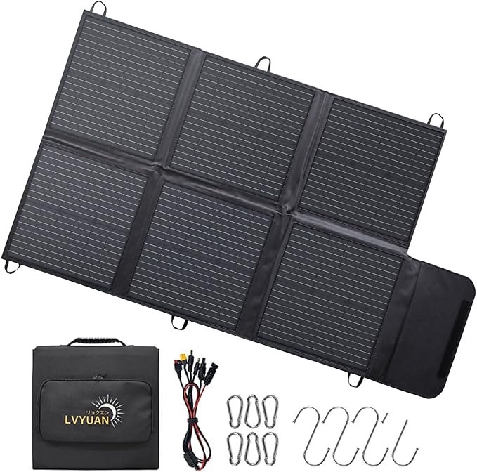 LVYUAN 120W Portable Solar Panel Foldable Blanket, Monocrystalline Huge Power Solar Panel, Solar