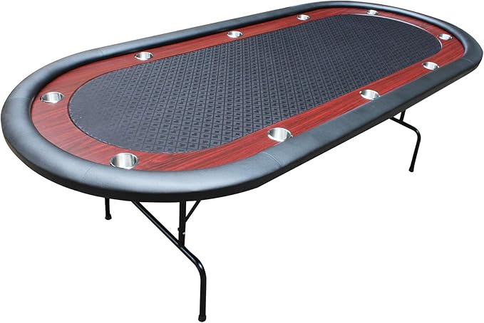 Poker Table 96 inches Light Series for 10 Player Games with Cup Holders Wooden Racetrack Felt