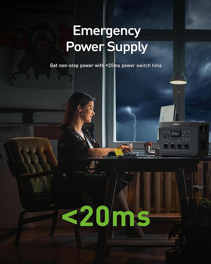 GROWATT Portable Power Station with 200W Solar Panel，Black Infinity 2000 Electric Solar