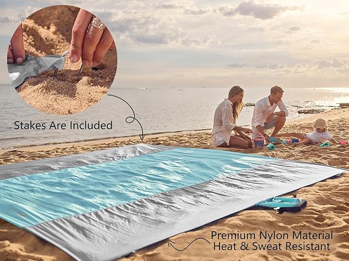 WEKAPO Beach Blanket Sandproof Waterproof, Extra Large Beach Mat, Oversized & Compact Sand Free Mat