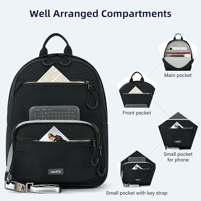 Carry On Travel Backpack For Men Women, 13 Inch Small Mini Work Bag Personal Item Backpacks