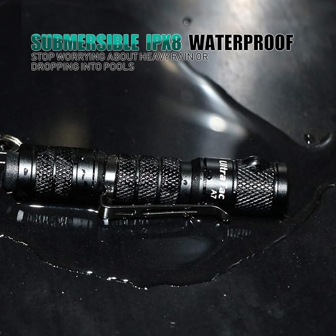 2 Pack Ultra Bright Compact EDC Keychain LED Flashlight 180lm Pocket Flashlight with Battery IPX7