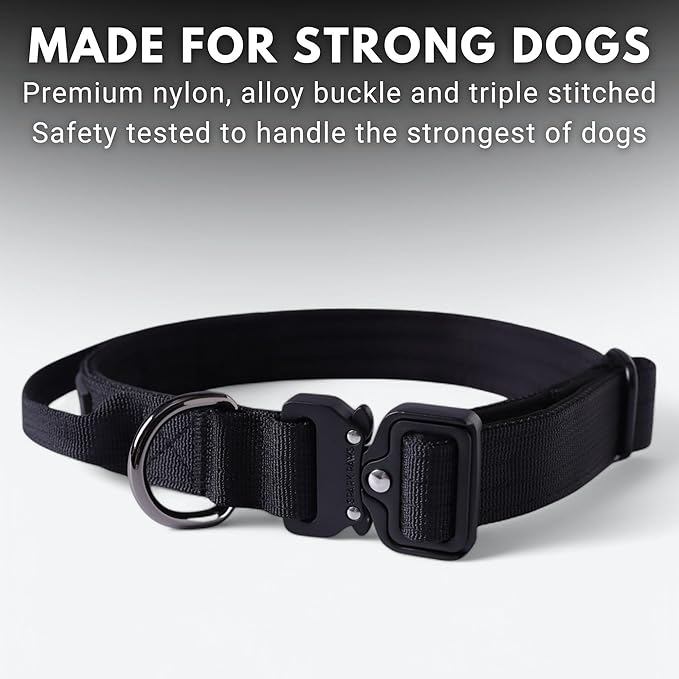 Spark Paws Tactical Dog Collar - Heavy Duty, Premium Quality, Thick and Durable for Large and