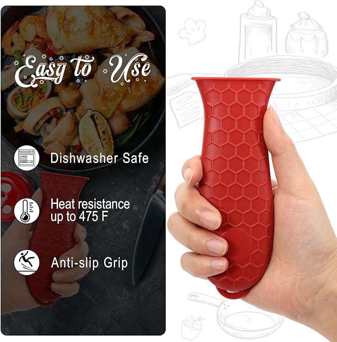 Joyhalo Cast Iron Handle Covers, 6 Pack Heat Resistant Silicone Handle Covers for Cast Iron